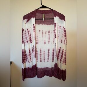Aero Maroon and White Knit Cardigan